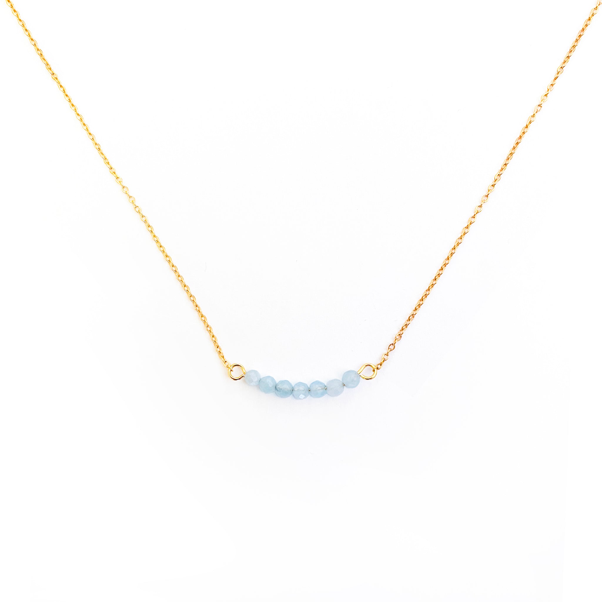 Collier multiple aigue-marine bleue