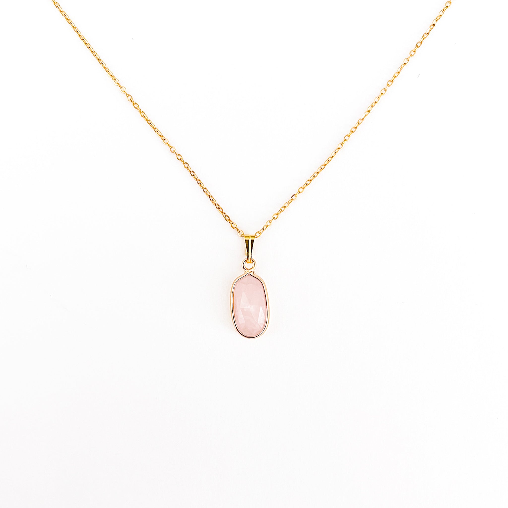 Collier pendentif pierre quartz rose