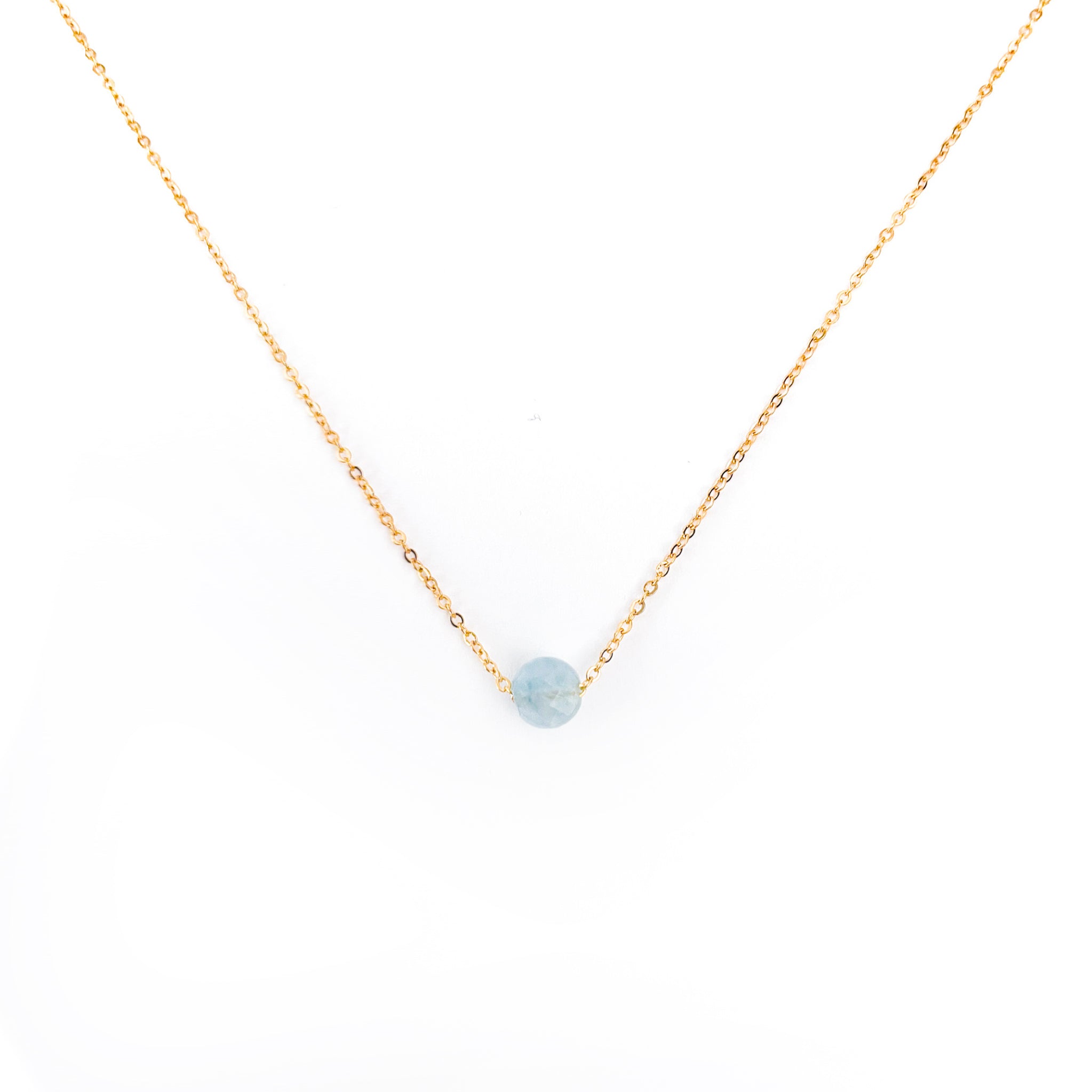 Collier pierre aigue-marine bleue