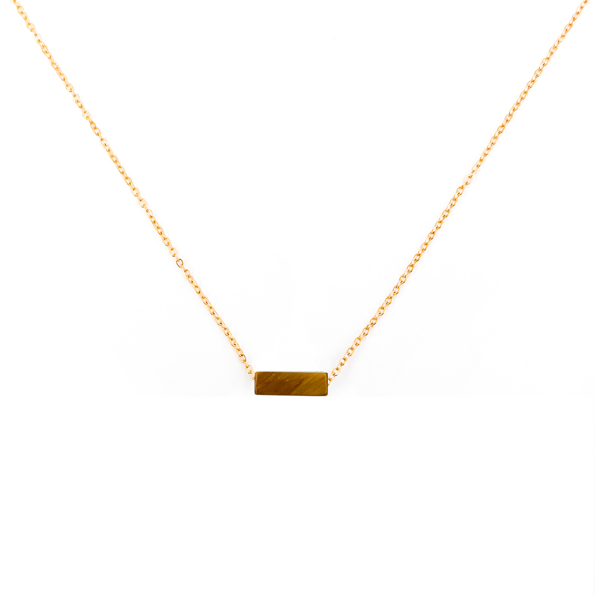 Collier pierre rectangle œil-de-tigre