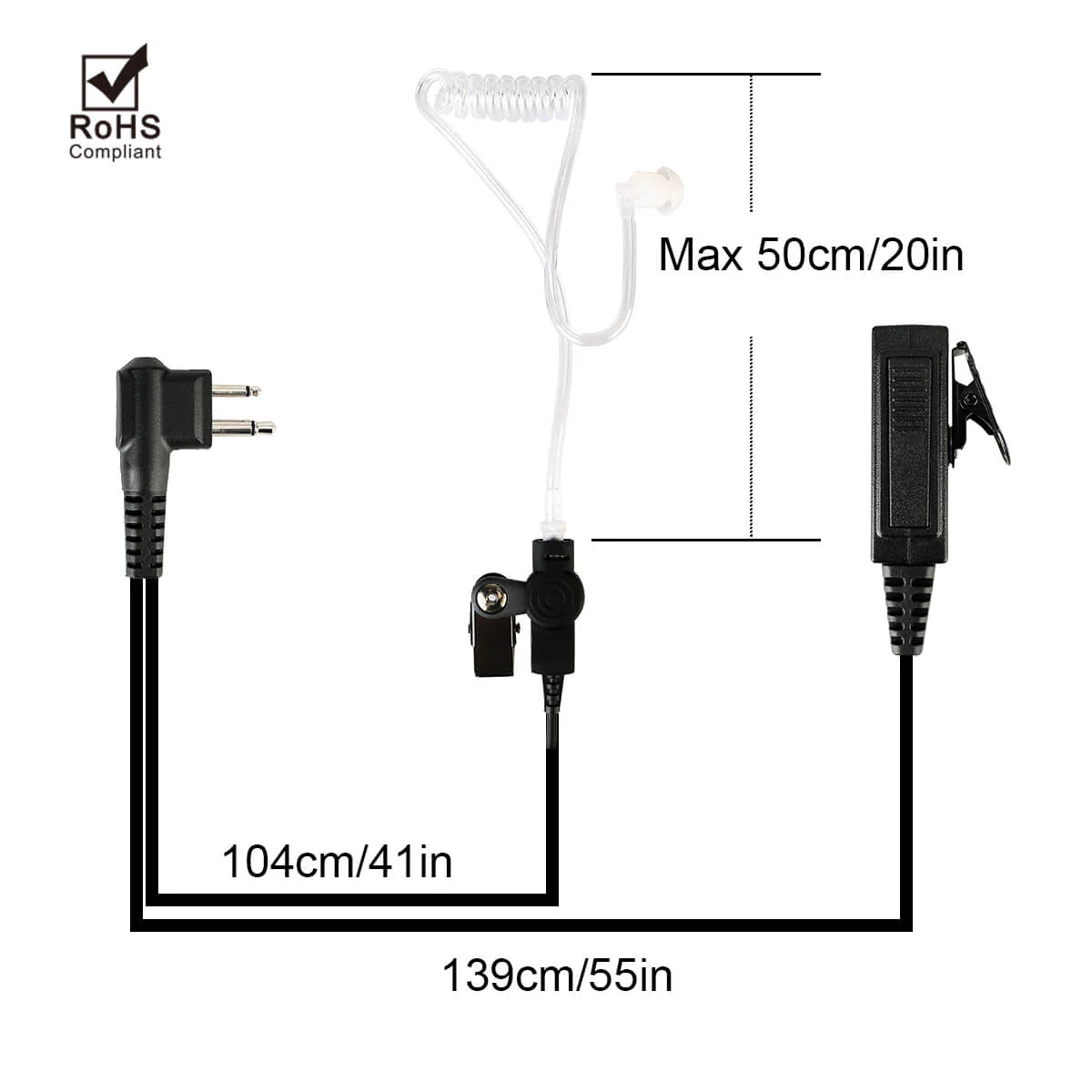 EA100M 2 Pin Acoustic Tube Radio Earpiece Headset