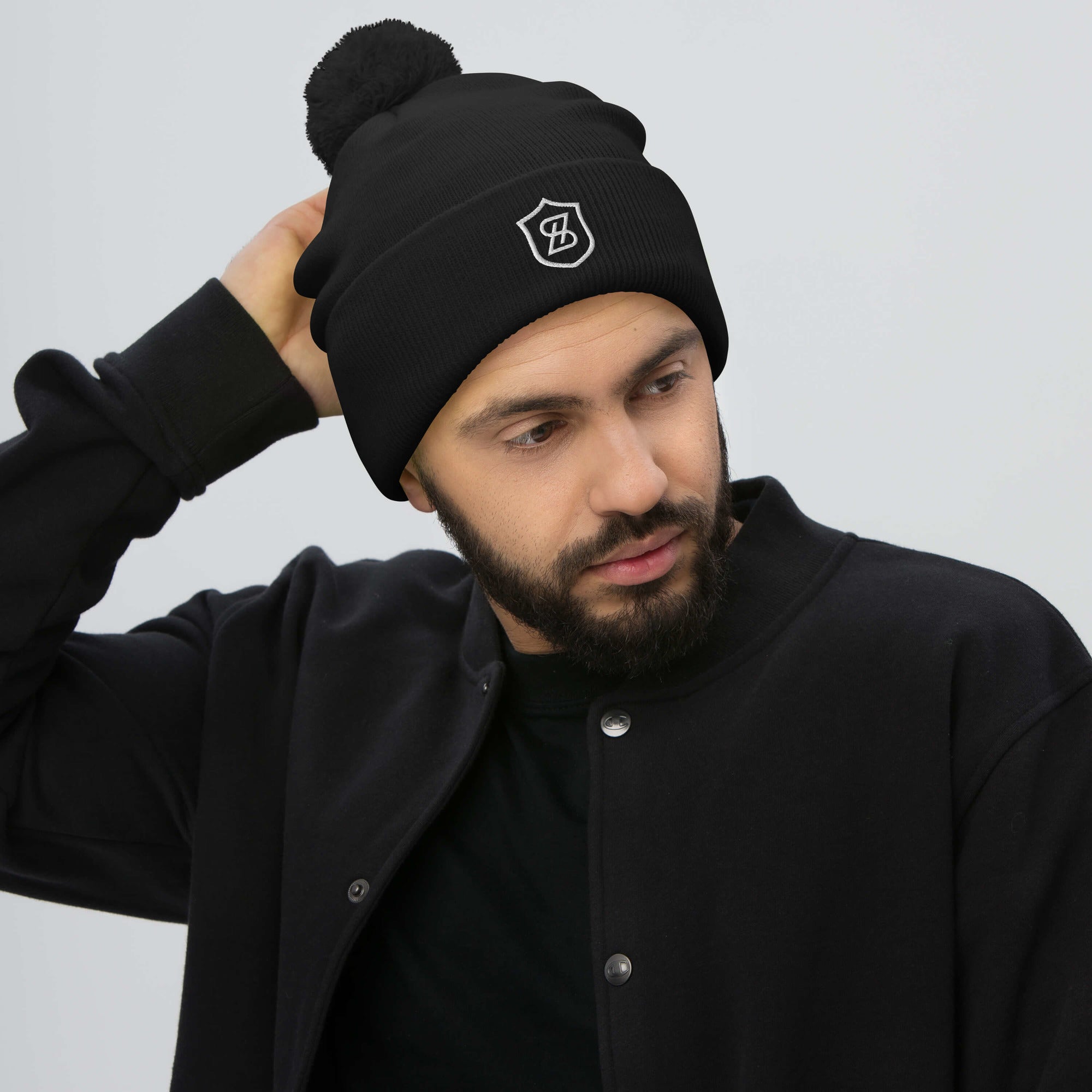 Men's Embroidered Pom-Pom Beanie