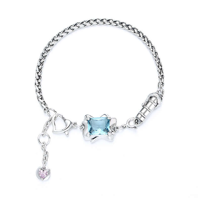 Blue Zirconia Cube Sterling Silver Bracelet