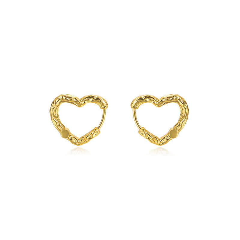 Lava Texture Heart Hoop Earrings