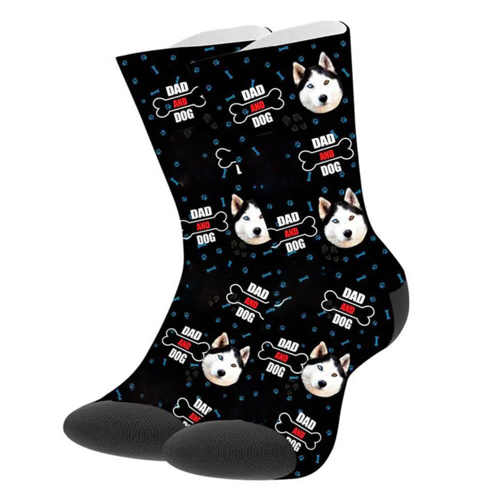 Custom Dad and Dog Face Socks