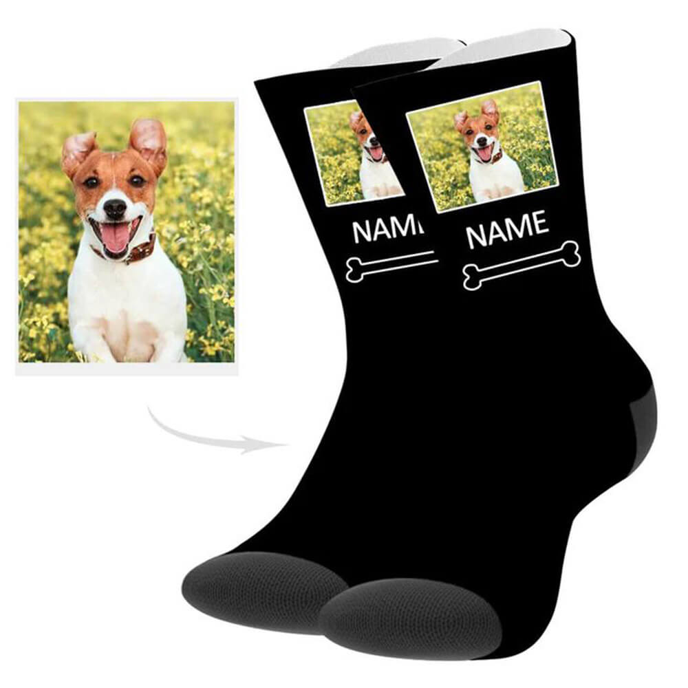 Custom Dog Picture Socks with Text