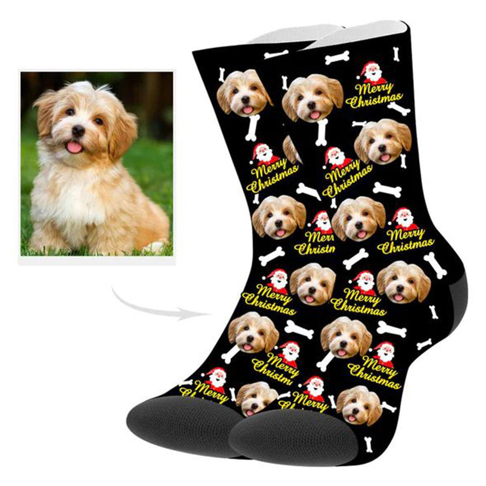 Custom Christmas Dog Photo Socks