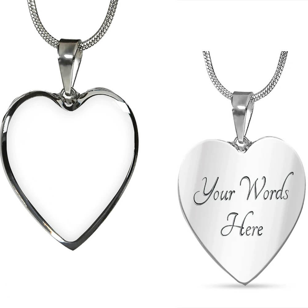 Custom Photo Heart Shaped Necklace - surgical steel with a shatterproof liquid glass coating and 18k gold finish