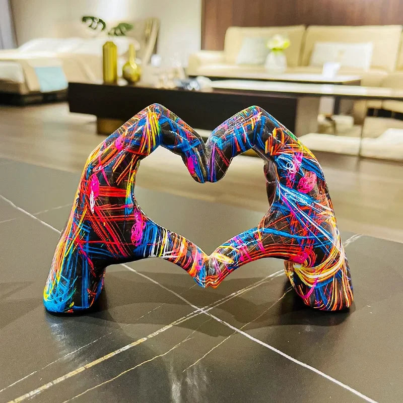 Colorful love gesture ornament in resin