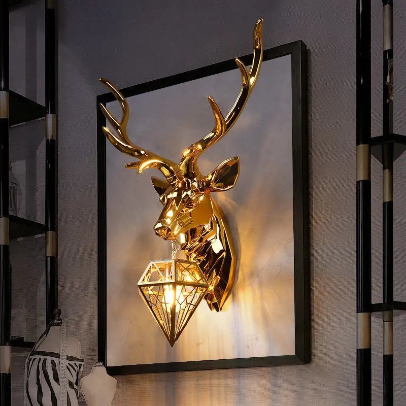 Modern Antler Wall Lamp Nordic Deer Head Resin Wall Lamps for Bedroom Lighting Kitchen Fixture Wall Lights Home Deco Wall Light