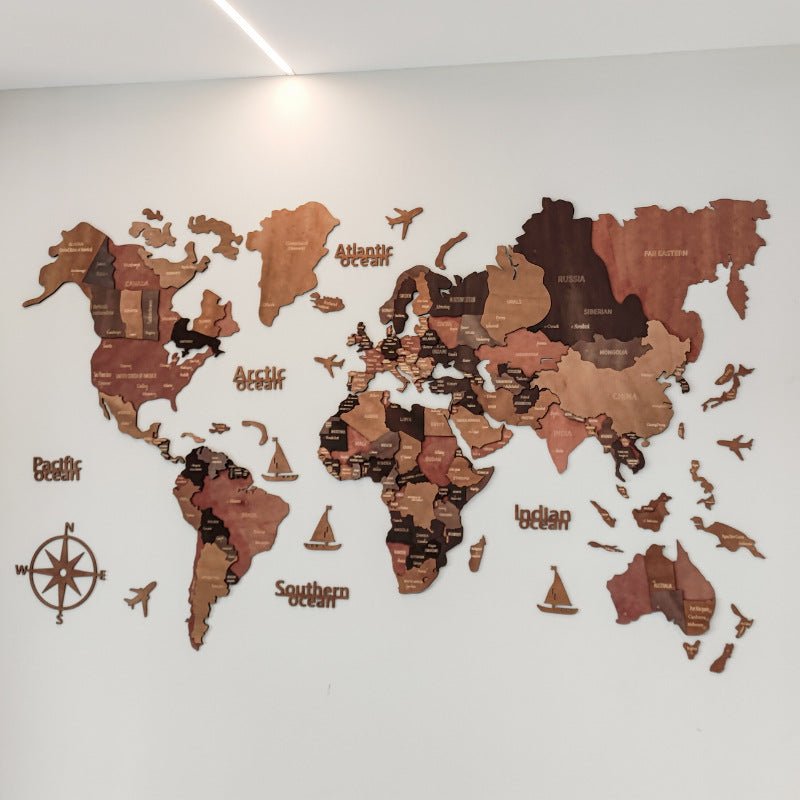 Wooden world map