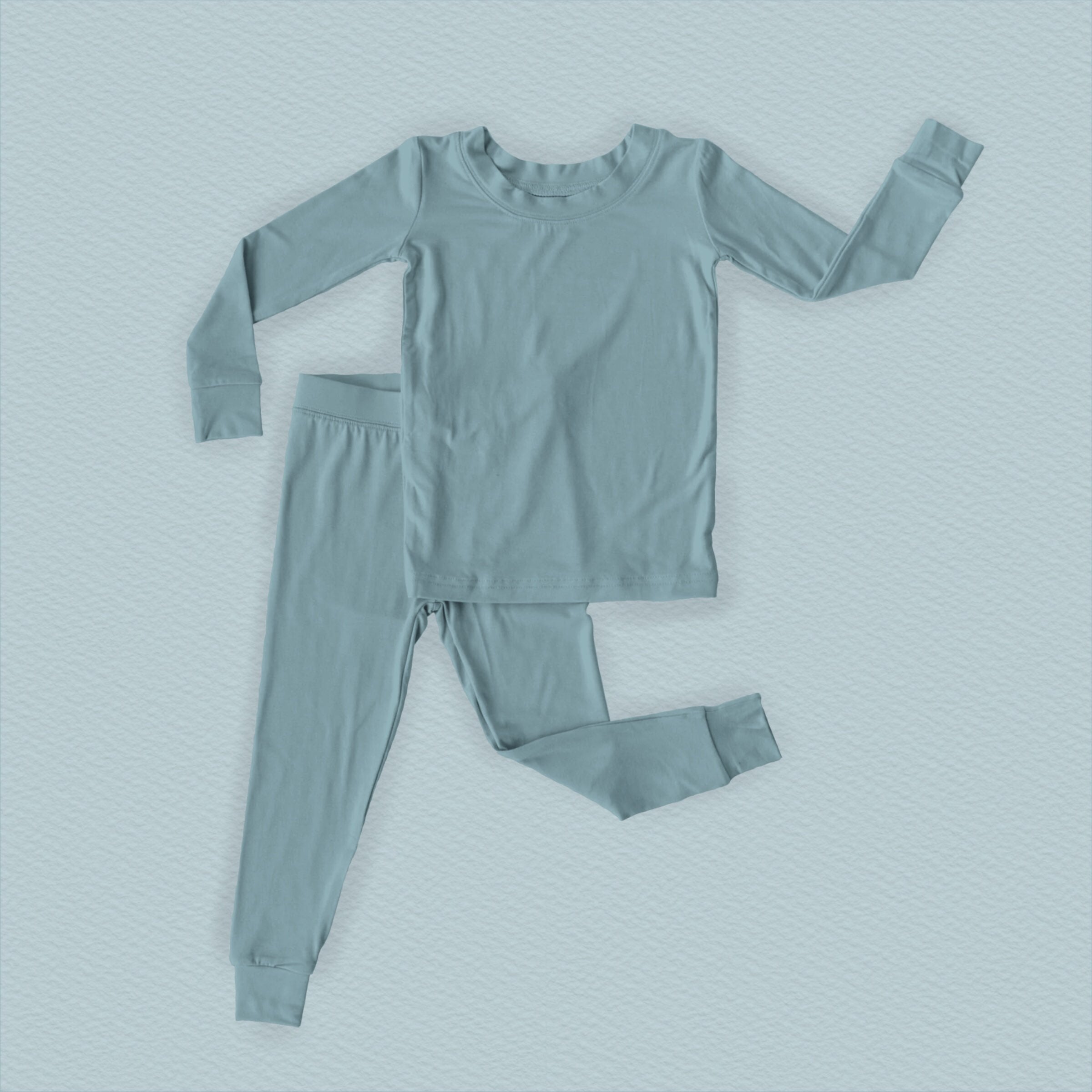 Basic Bamboo 2pc Set Pajamas - Sad Beige Baby Blue