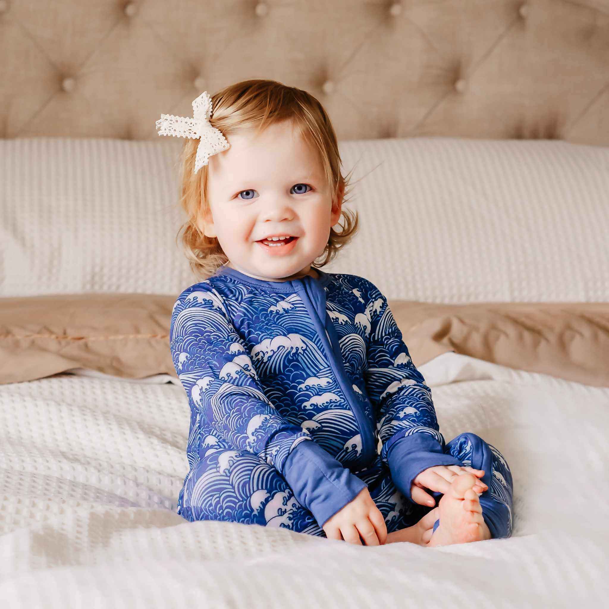 Smile and Wave Bamboo Baby Pajamas