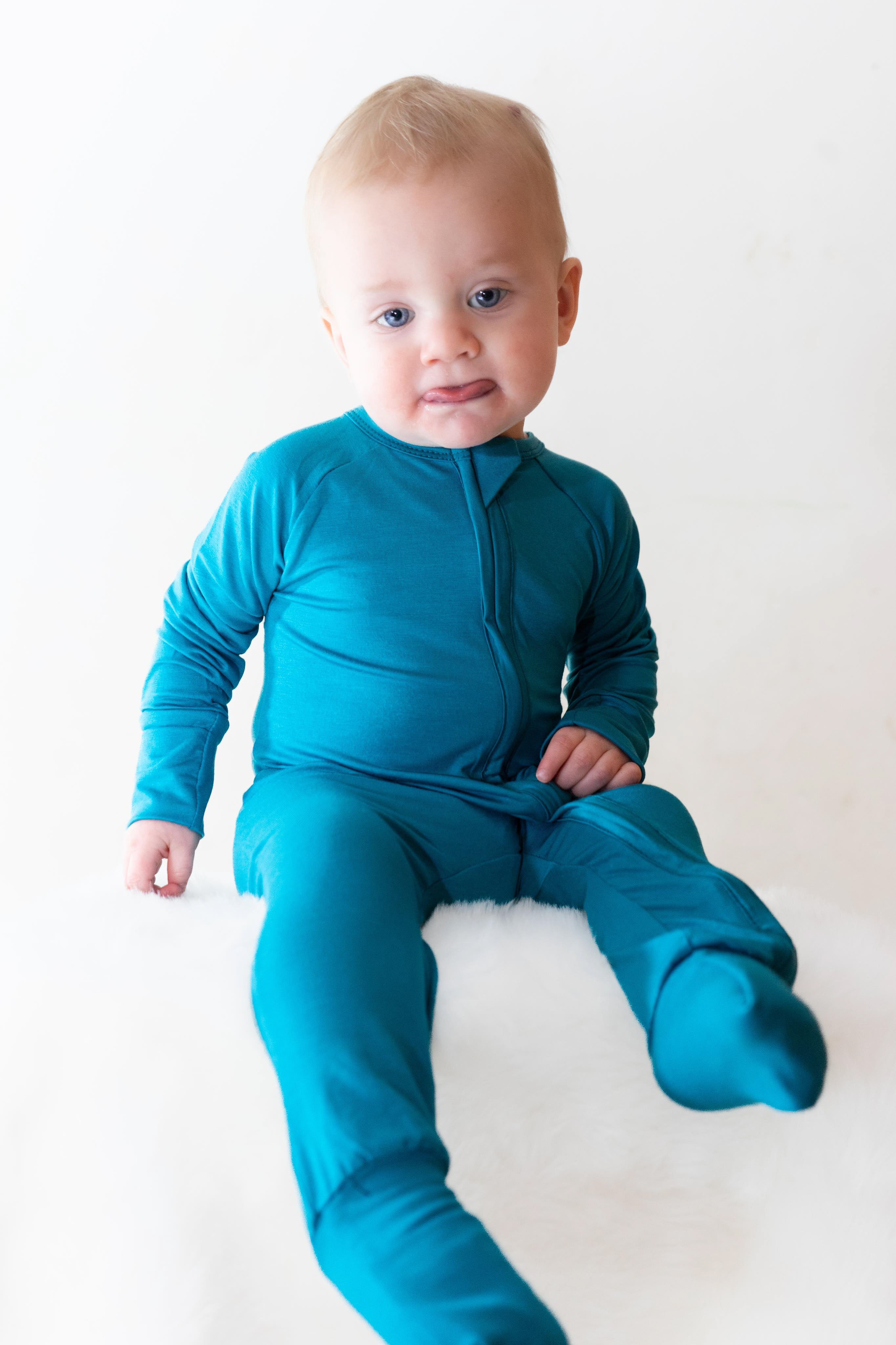Basic Bamboo Zippie Pajamas -  Like, Totally For Teal