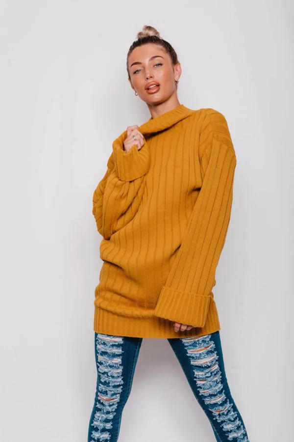 Mustard Oversized Rib Knit Jumper