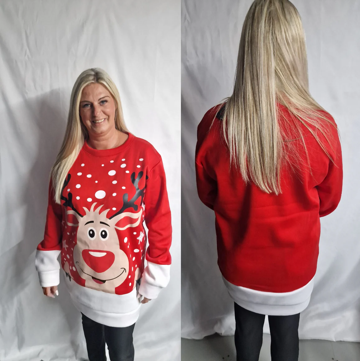 CURVE NAUGHTY RUDOLPH CHRISTMAS JUMPER DRESS - 2 COLOURS