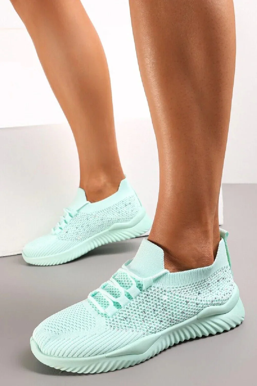 DIAMANTE LACE UP DETAIL TRAINERS - 3 COLOURS