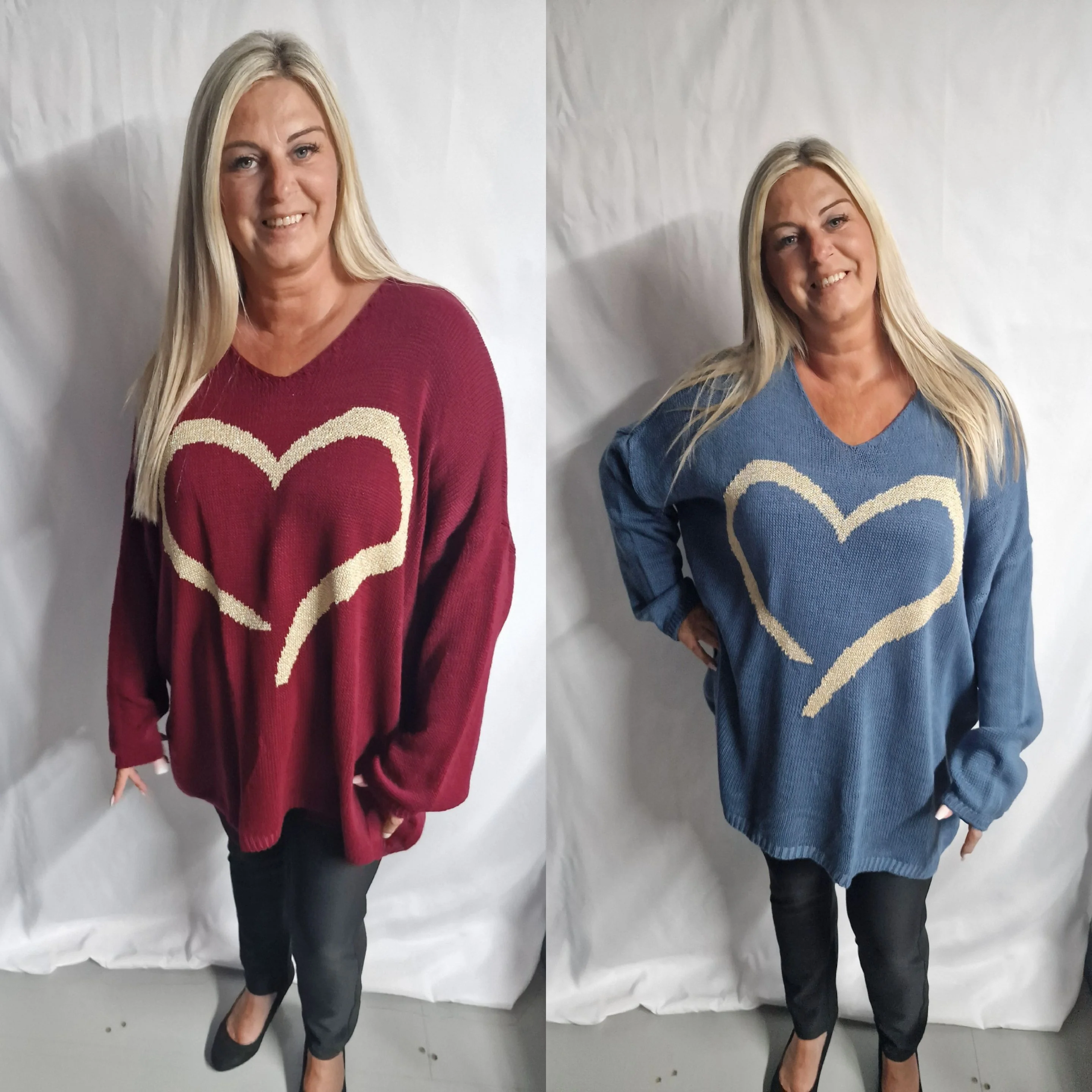 Oversized Heart Print Jumper Top- 2 colours