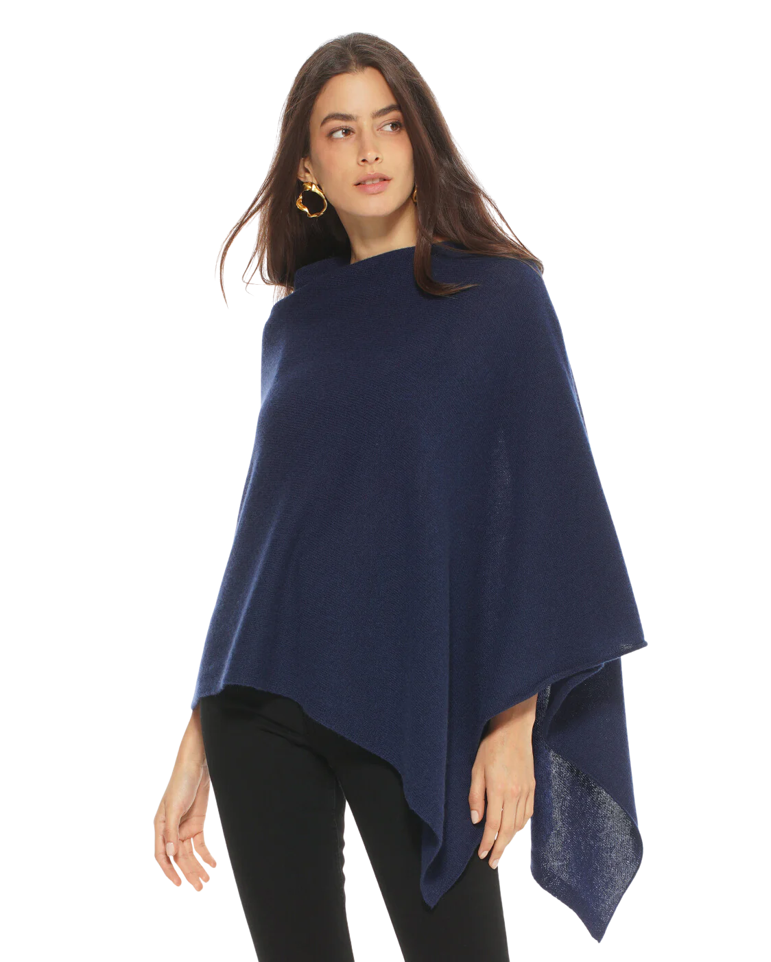 Women's Essential Pure Cashmere Poncho Blue