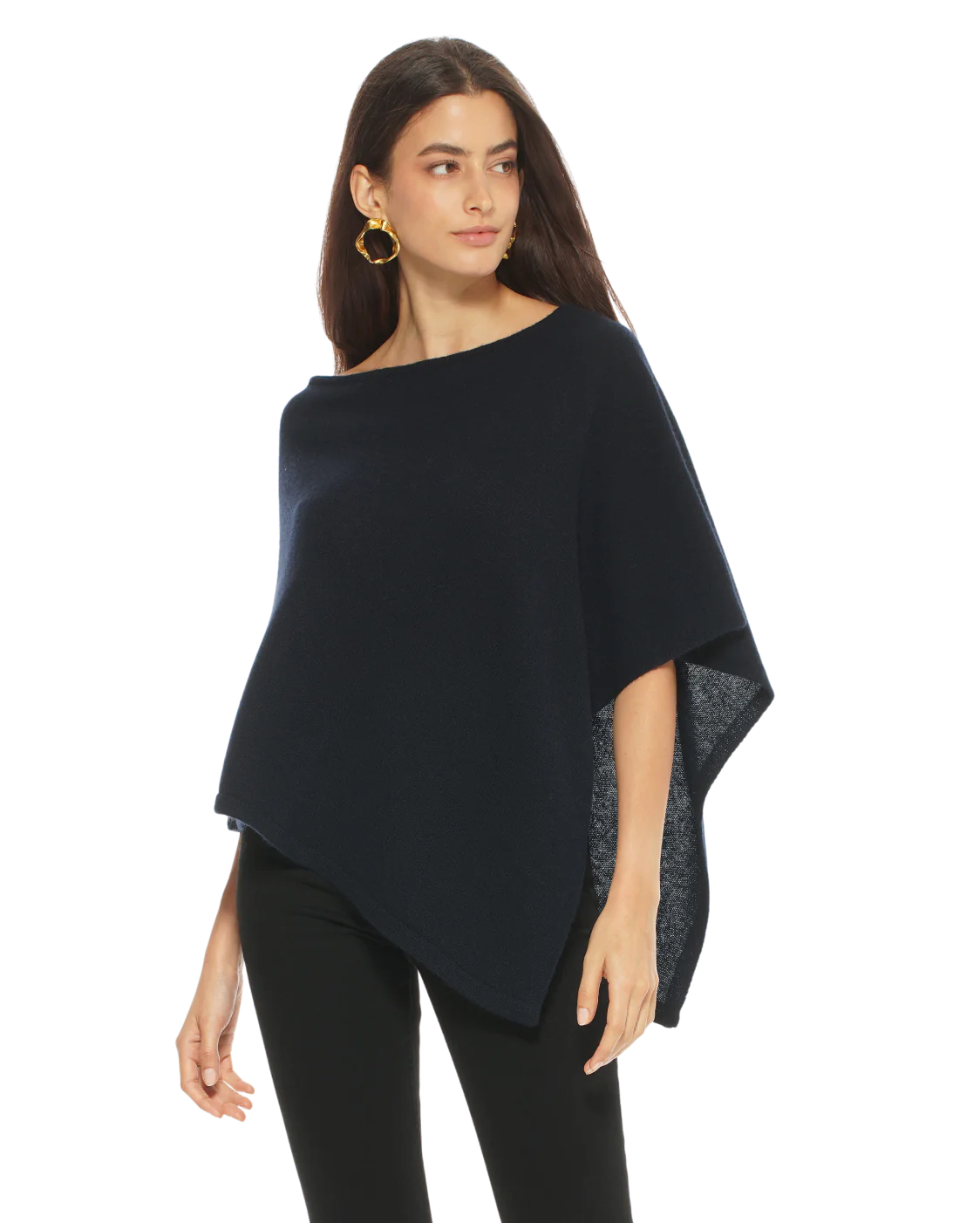 Pure Cashmere Capelet Poncho Night Blue