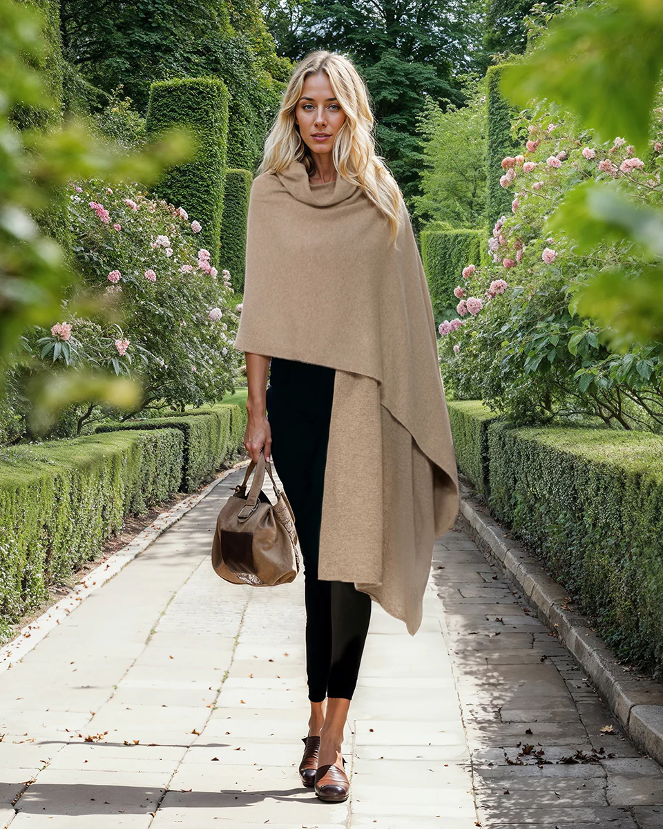 Women's Pure Cashmere Wrap, Taupe Color