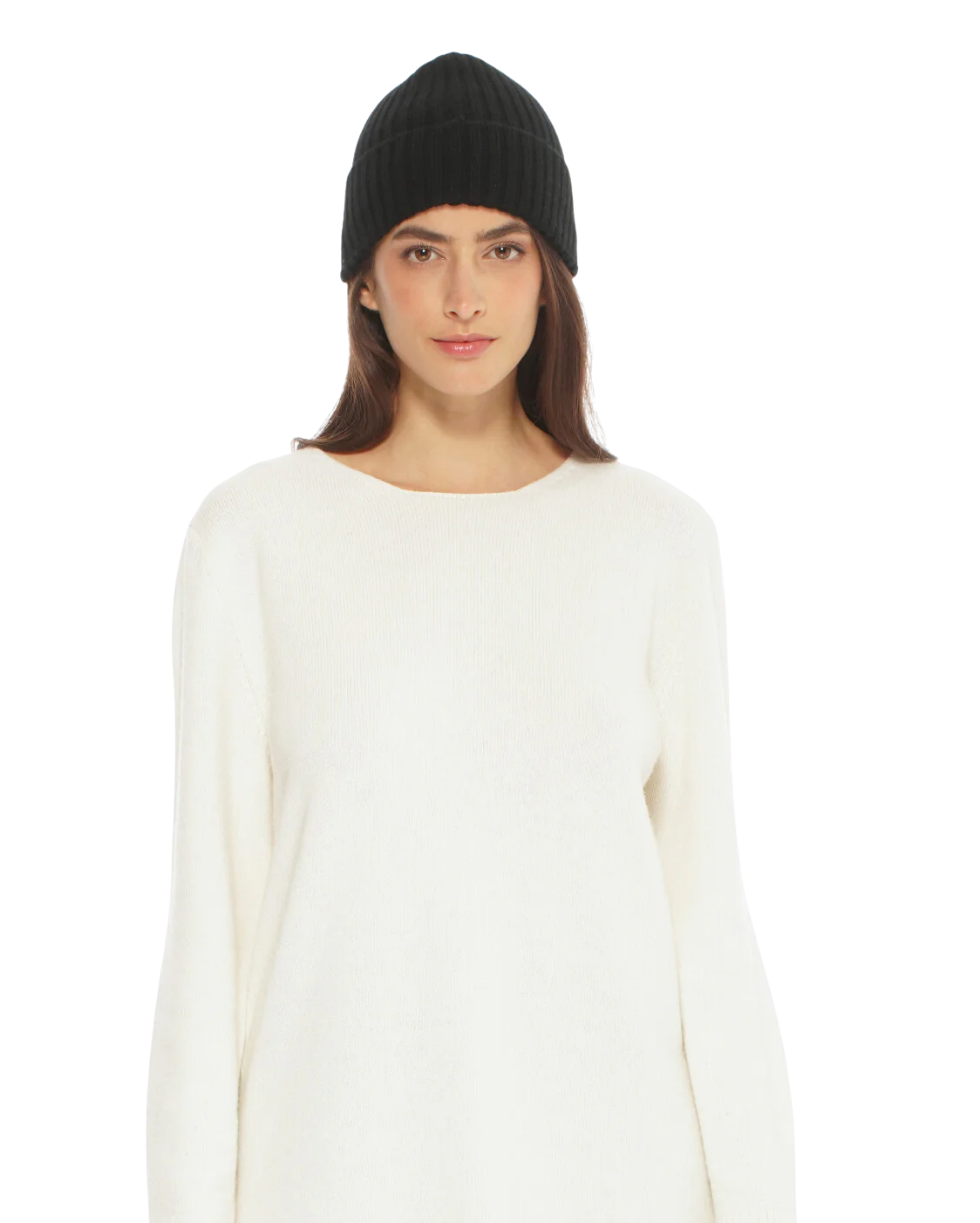 Pure Cashmere Ribbed Hat Black