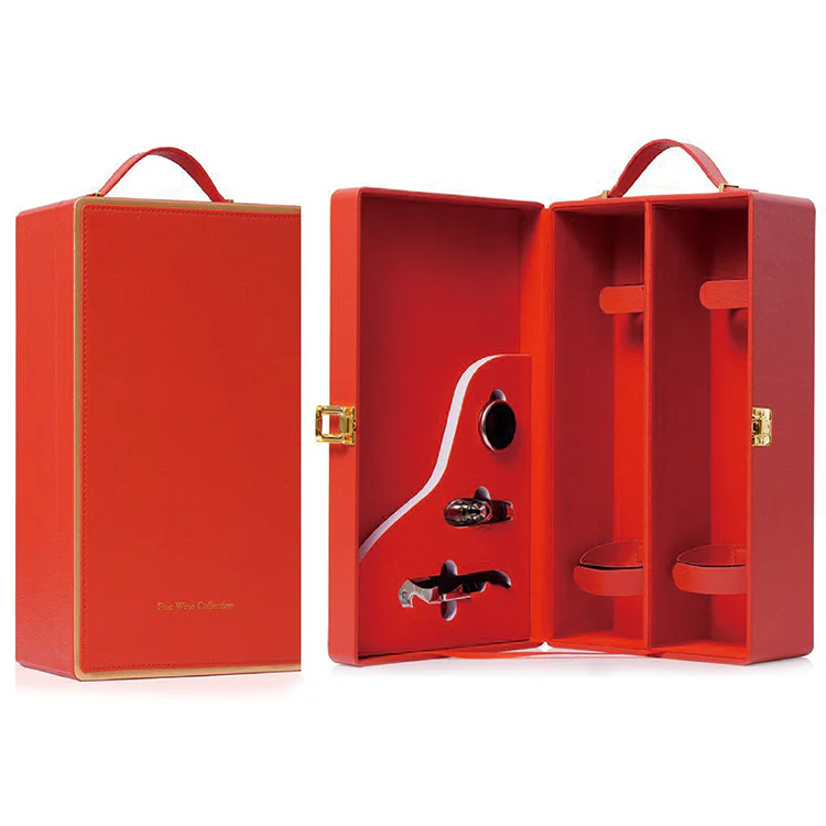 Double Bottle Wine Box with Wine Opener in Quality Leather Box