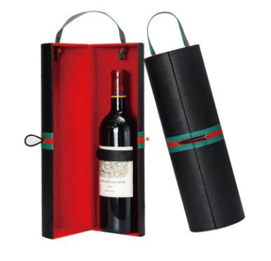 Single Red Wine Box in PU leather Gift Box for Wine Cylinder Packing