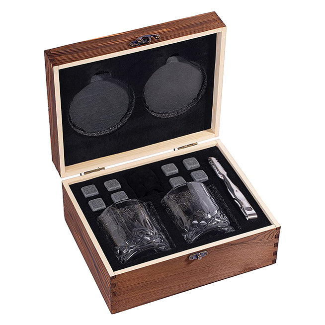 Stone Ice Cube for Whiskey Stone Set with Wine Glasses