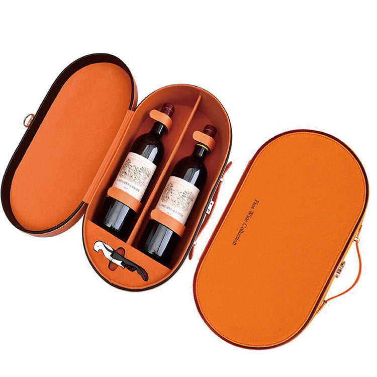 Wine Box Double Bottle Box PU Leather with Opener