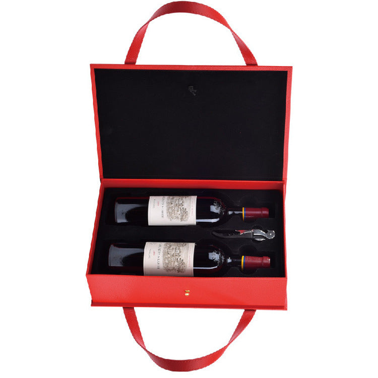 Wine Box Gift Bag for 2 Bottles Red Wine Box in PU Leather