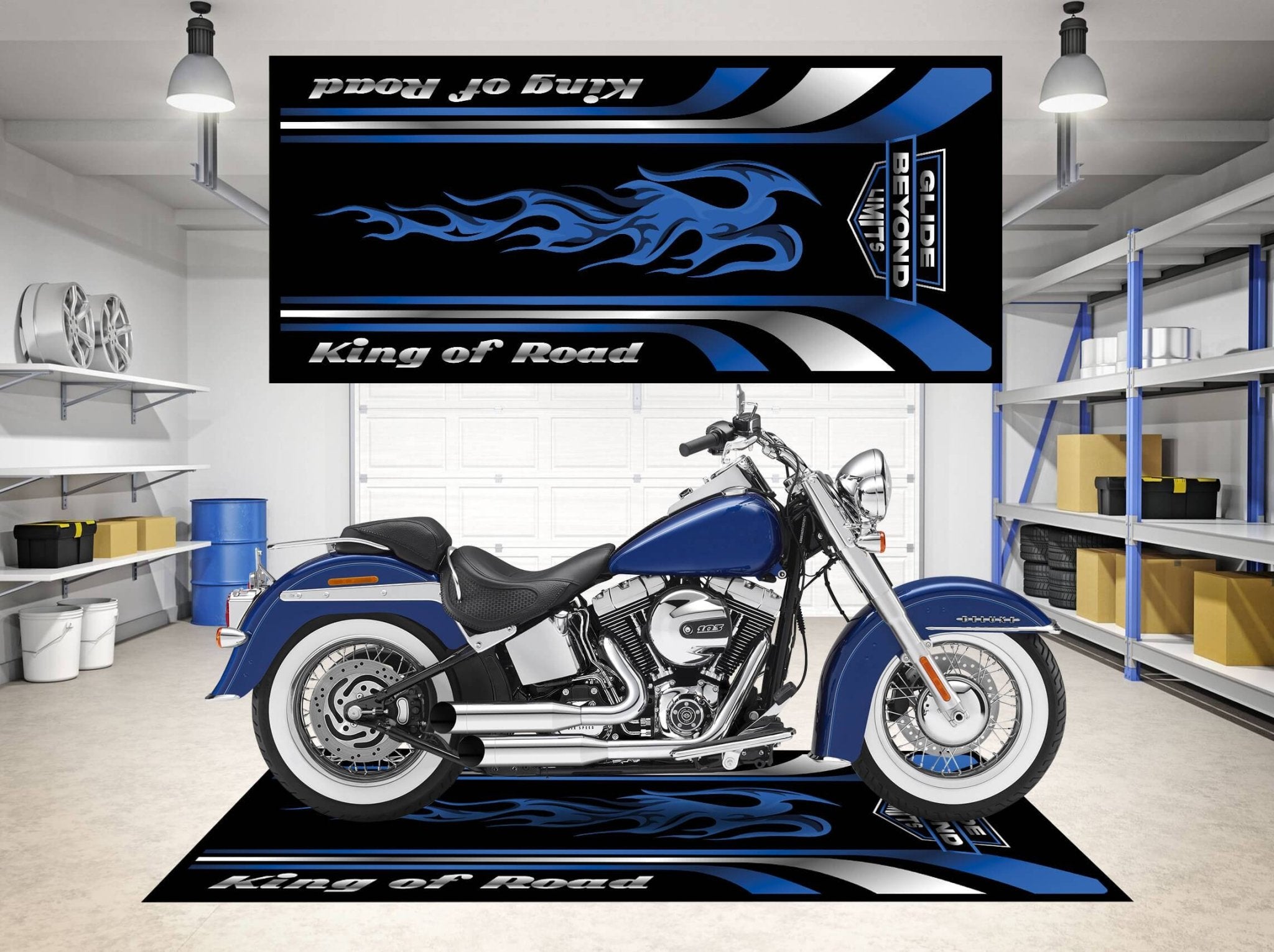 Designed Motorcycle Mat for Harley Davidson King of Road