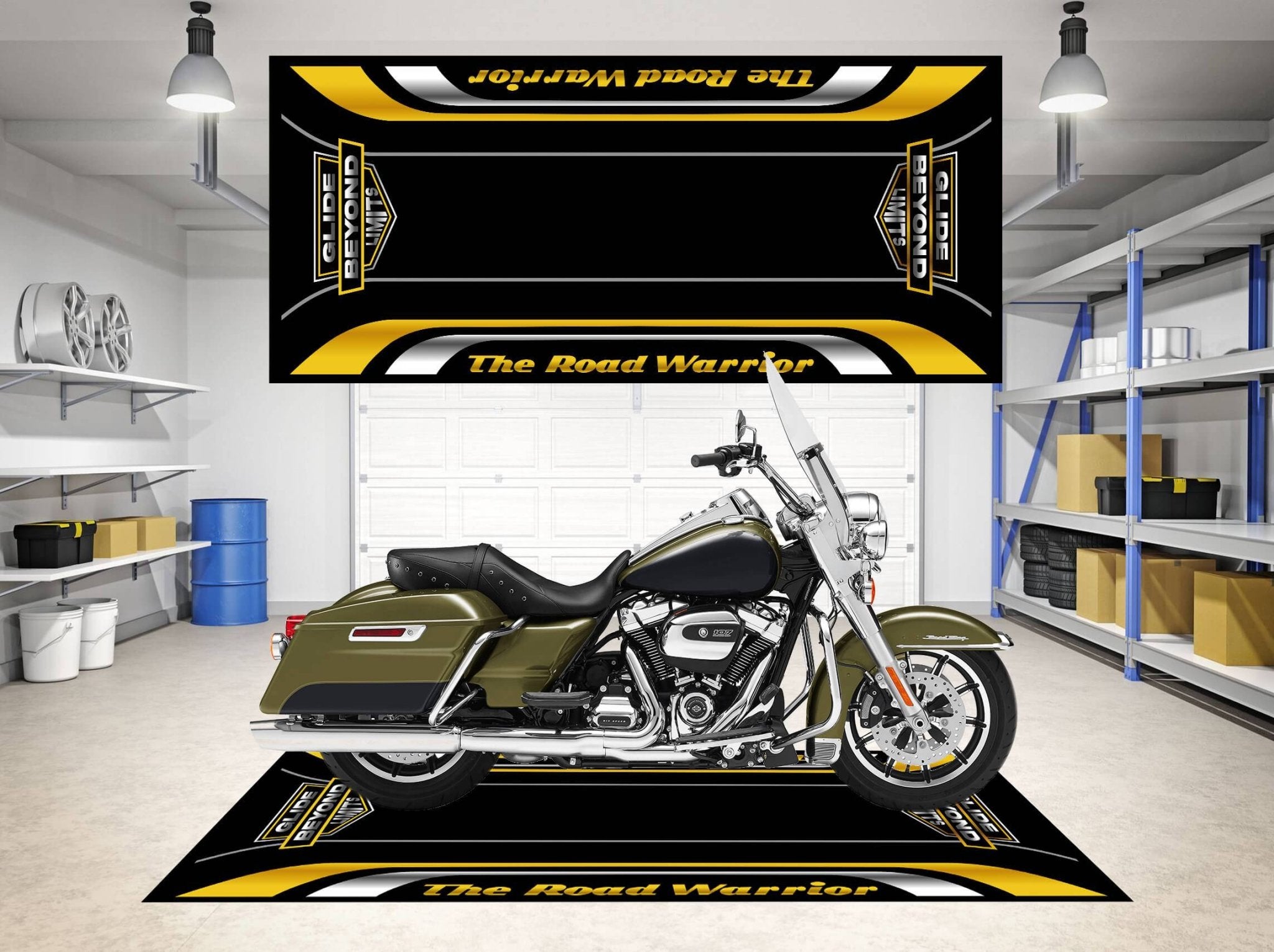 Designed Motorcycle Mat for Harley Davidson Road Warrior