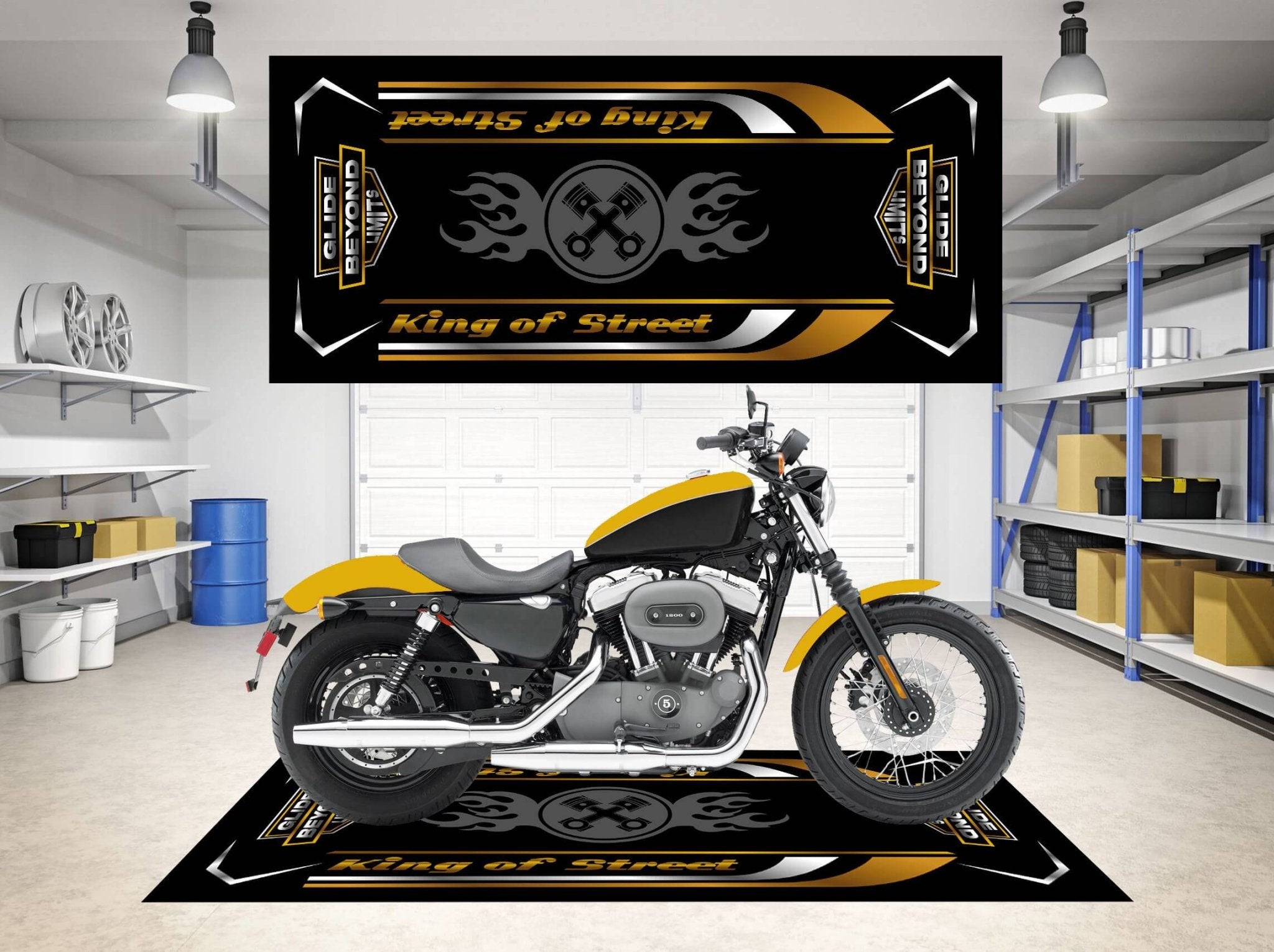 Designed Motorcycle Mat for Harley Davidson King of Street