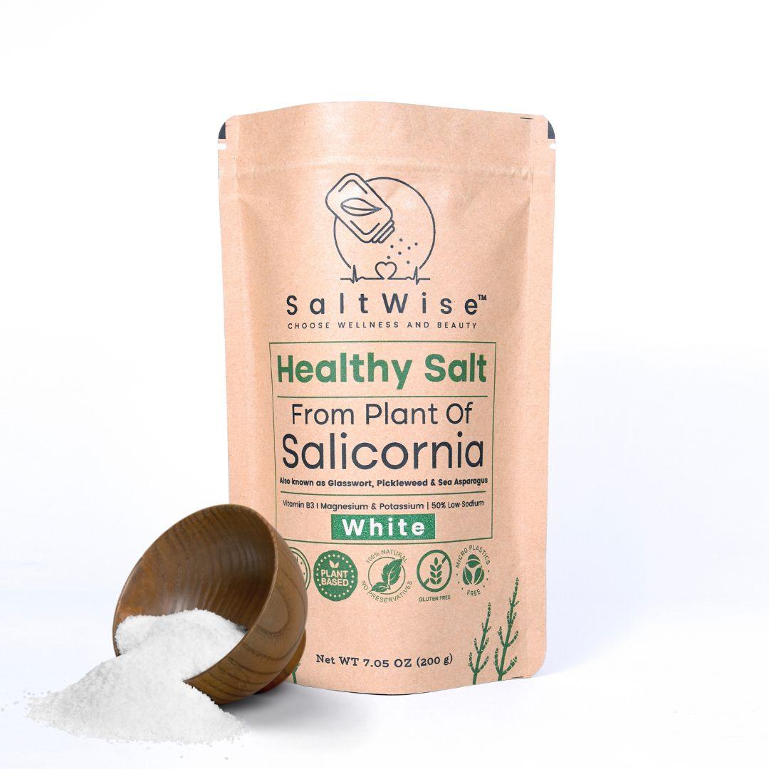 Salicornia White Salt - Low Sodium Salt Substitute | Made from Plant of Salicornia (7.05 Oz/200g Pouch) I Vegan, 100% Natural, No Additives