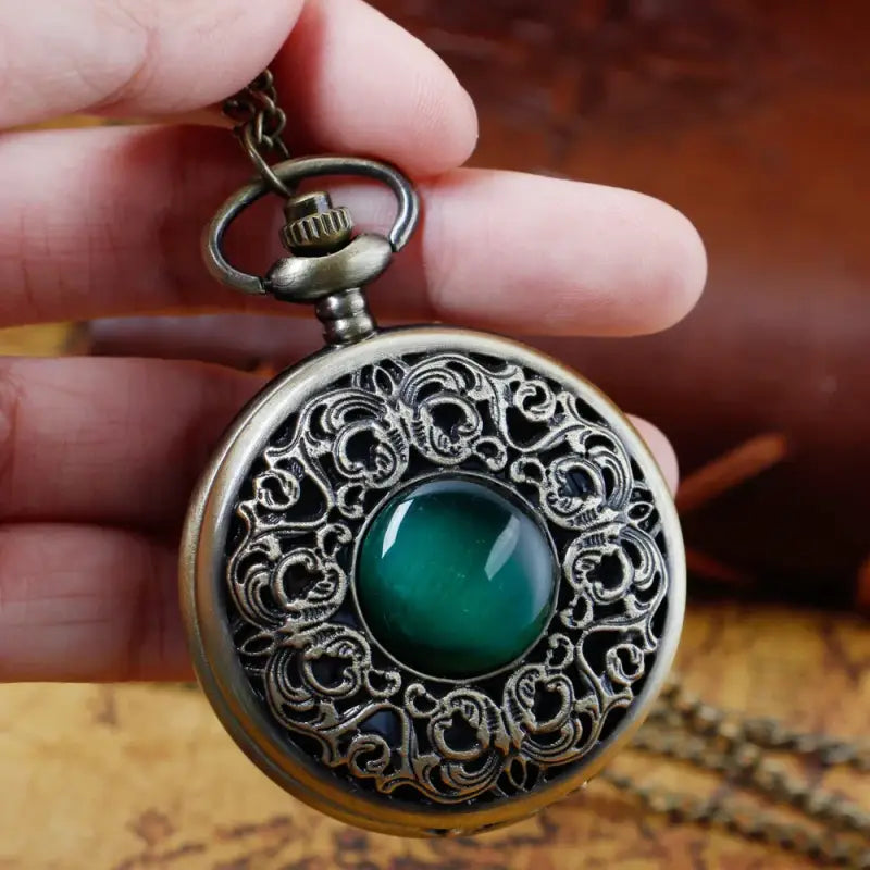 Green Stone Pocket Watch