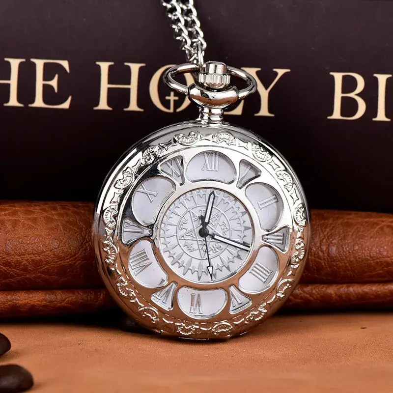 Silver Quartz Pocket Watch