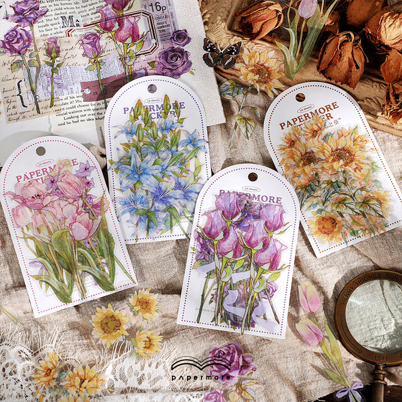 Papermore Vintage Flower Stickers 10PCS