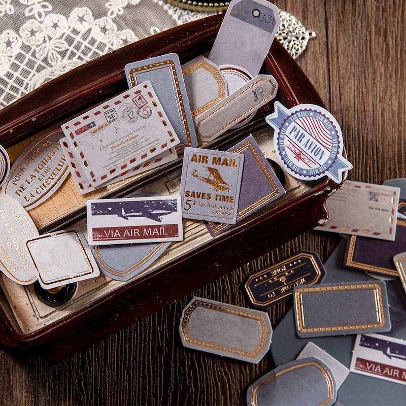 Hot Foil Embossing Vintage Label Stickers 15pcs