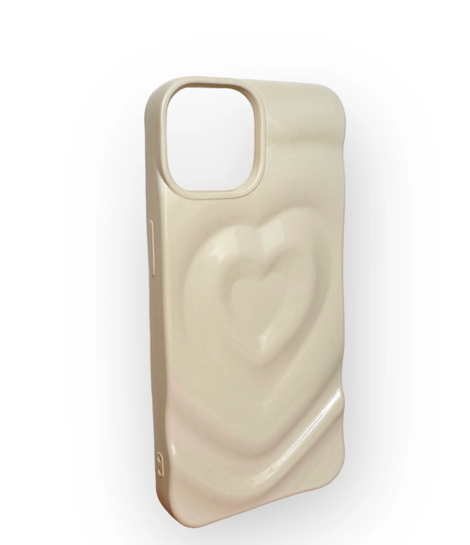 3D Heart Embrace Pearly White Phone Case