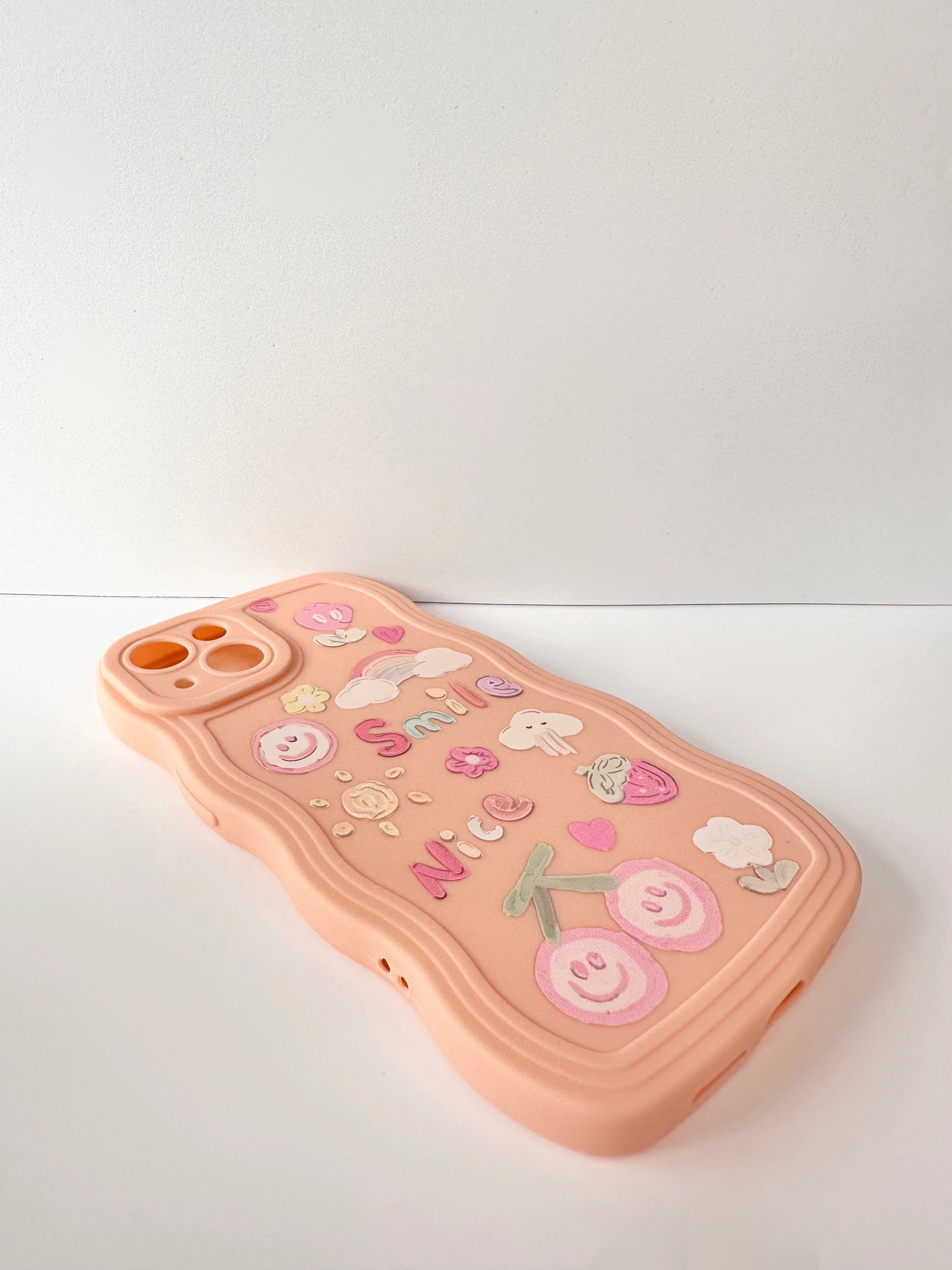 Wavy Edge Finger Painting Peach Phone Case