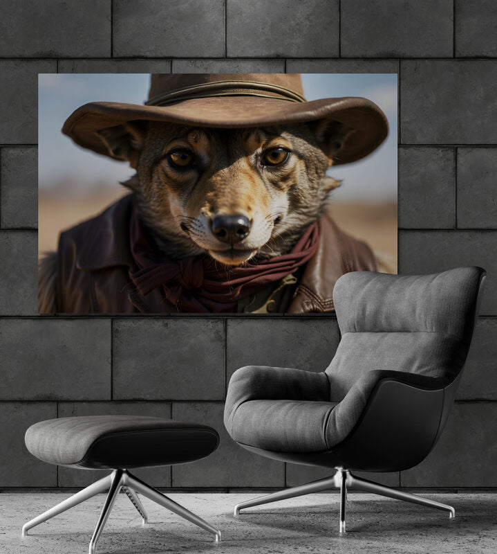 Metal Print Coyote Cowboy