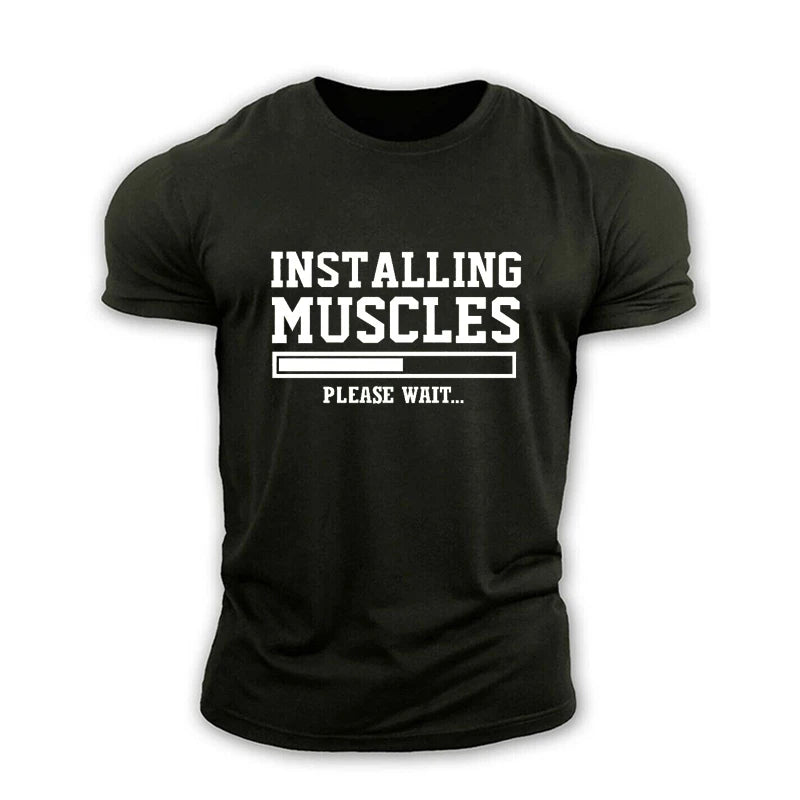 "INSTALLING MUSCLES" Men's T-shirt