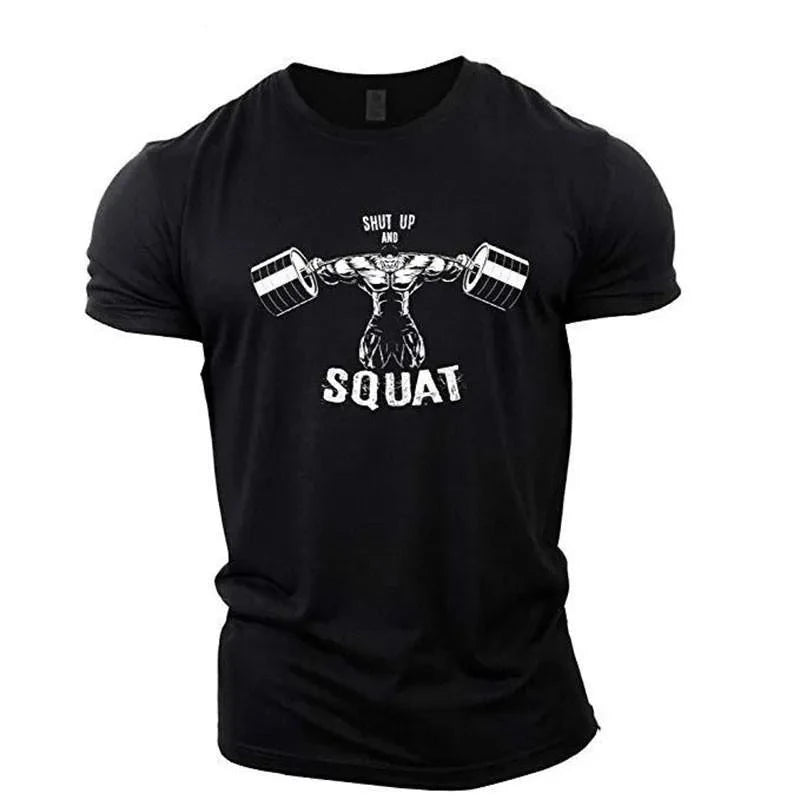 "SHUT UP AND SQUAT" Men's Fitness T-Shirt (Slim Fit)