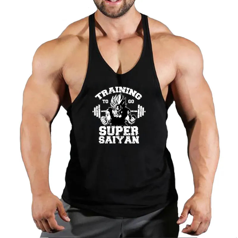 "TRAINING TO GO SUPER SAIYAN" Men's Fitness Stringer Tank Top