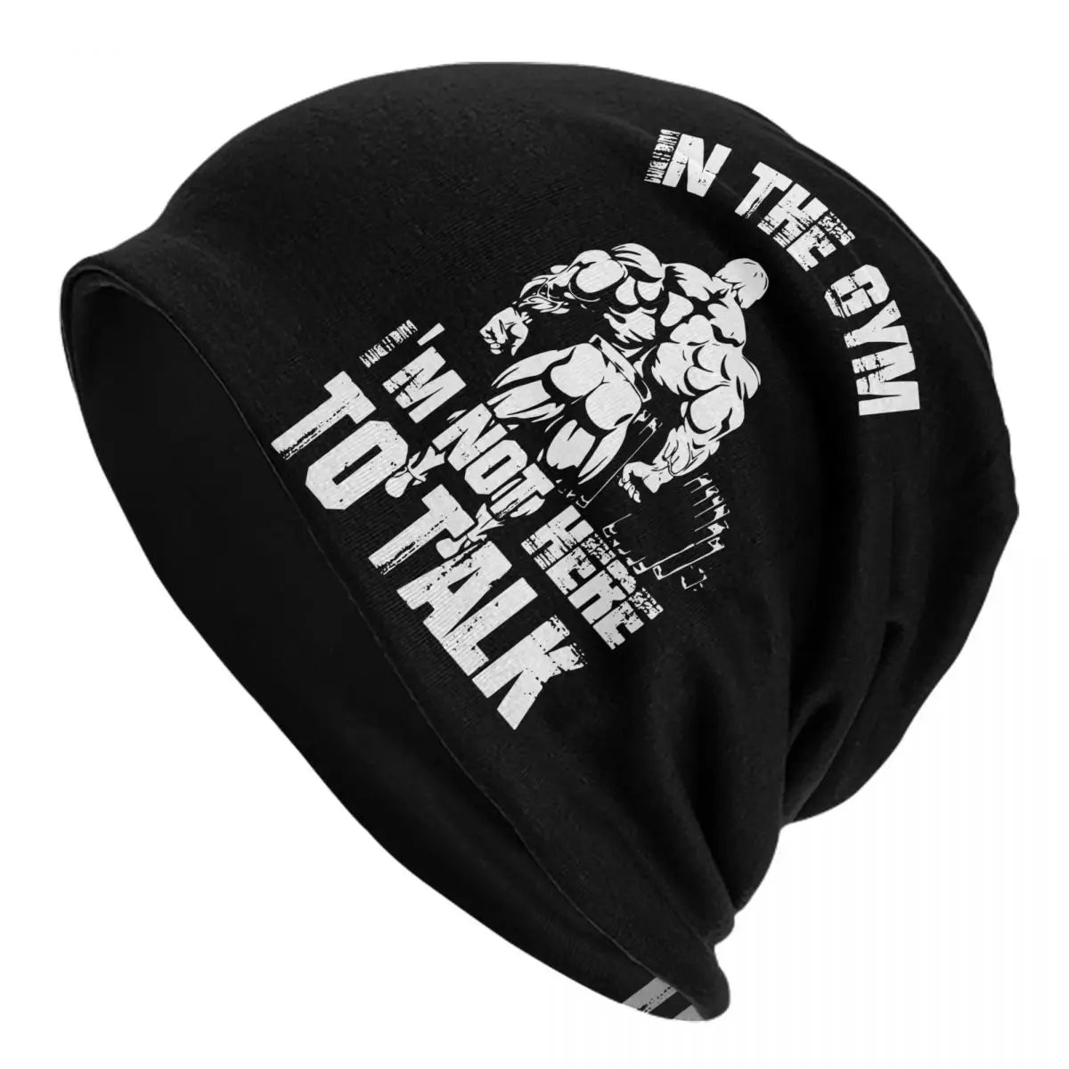 "IN THE GYM I'M NOT HERE TO TALK" Fitness Beanie Hat (Black)
