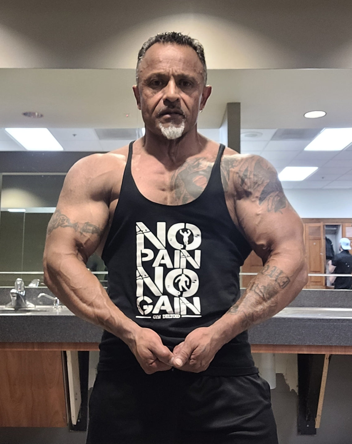 "NO PAIN NO GAIN" Men's Shoulder Strap Gym Stringer Tank top