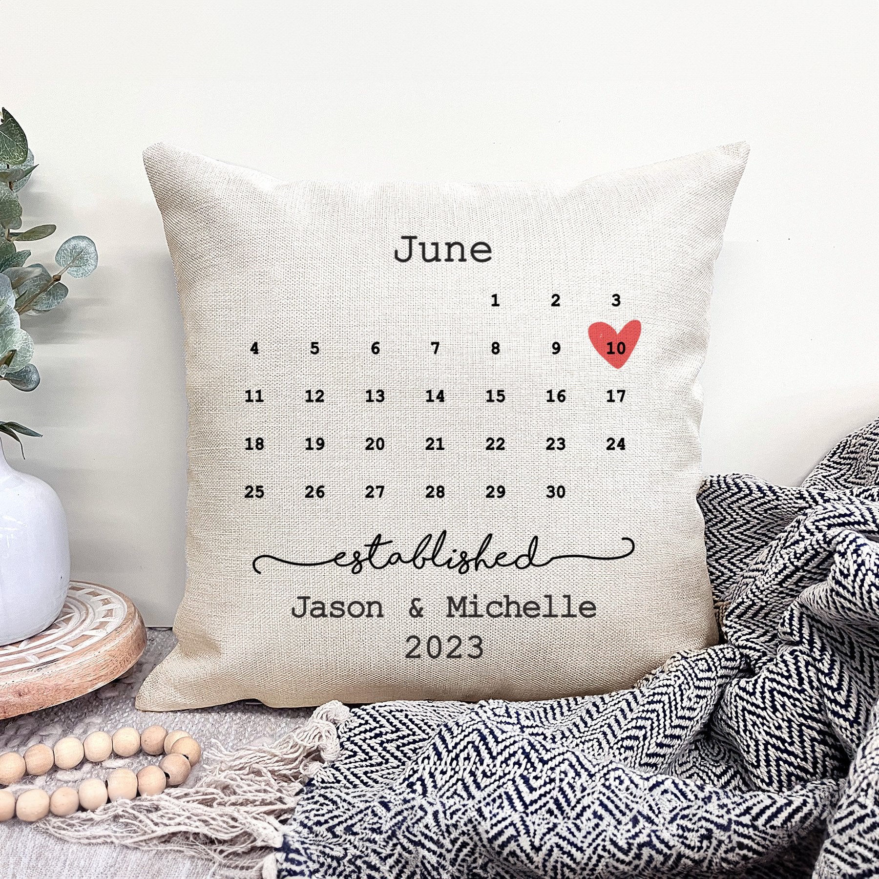 Personalized Wedding Date Pillow