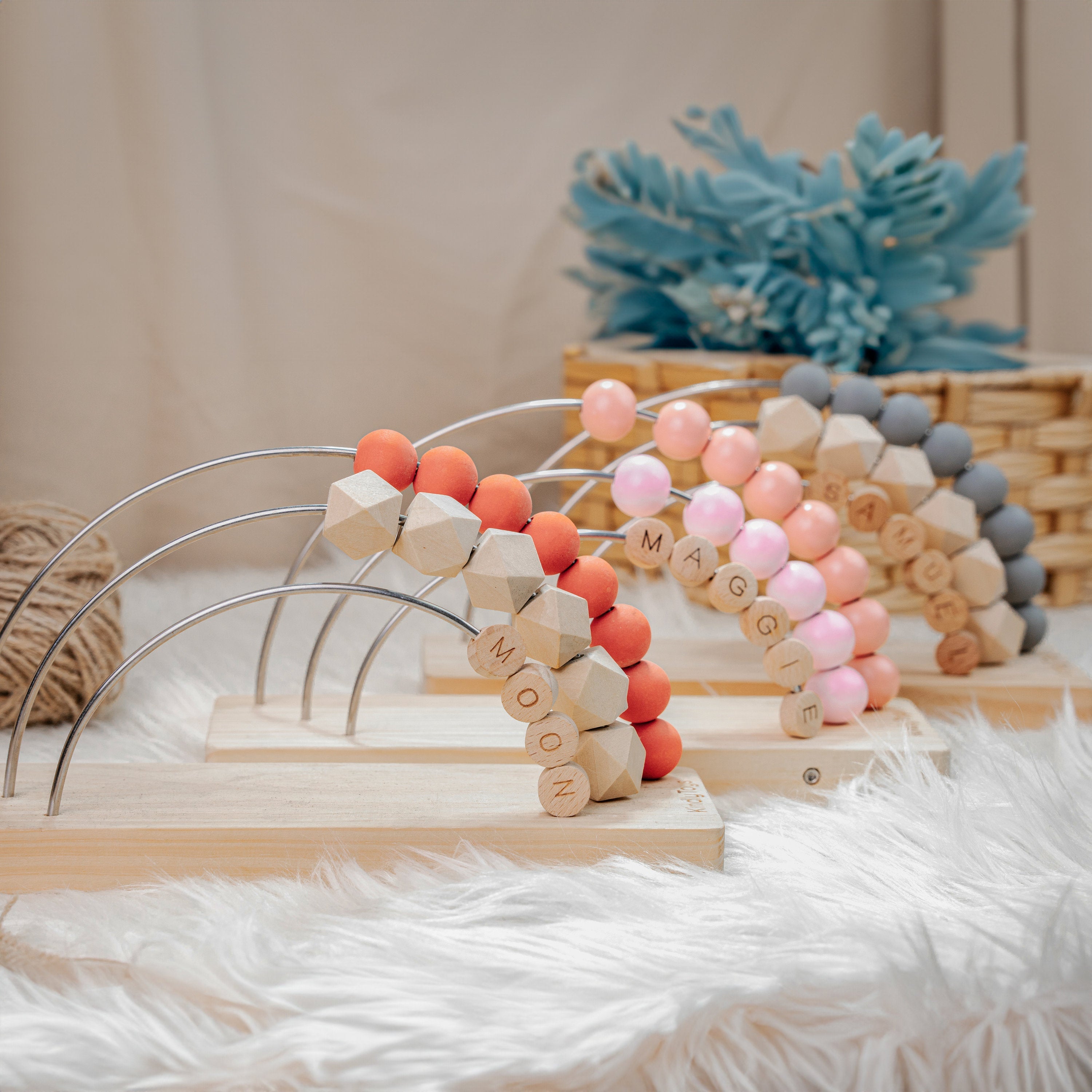 Personalized Boho Abacus | Rainbow Nursery Decor