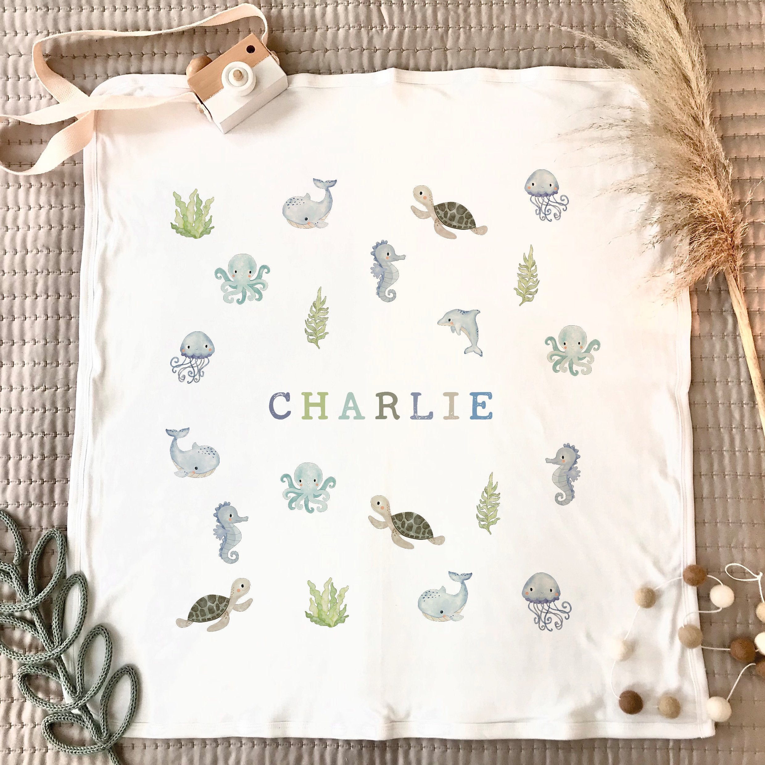 Personalized Giraffe Baby Blanket
